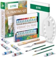 Oil Paint Set with Brushes and Canvas